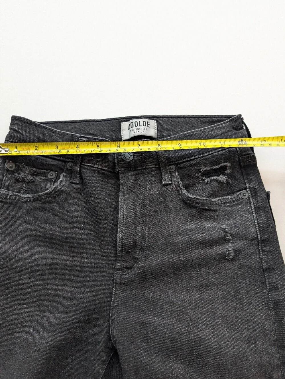 AGOLDE Sophie Crop Distressed Skinny Jeans in Washed Black